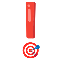 red exclamation mark and bow and arrow