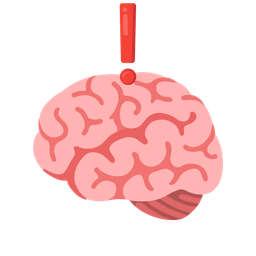 red exclamation mark and brain