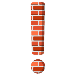 red exclamation mark and brick