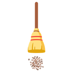 red exclamation mark and broom