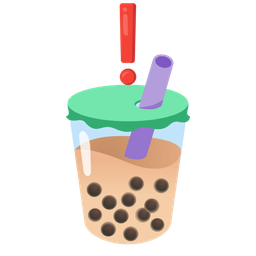 red exclamation mark and bubble tea