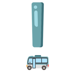 red exclamation mark and bus