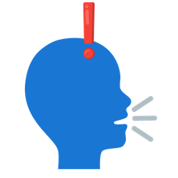 red exclamation mark and bust in silhouette