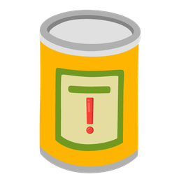 red exclamation mark and canned food