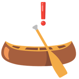 red exclamation mark and canoe