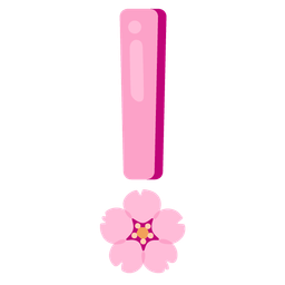 red exclamation mark and cherry blossom
