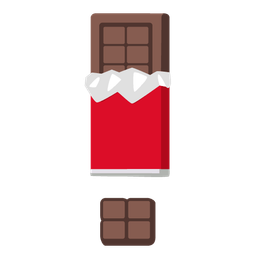 red exclamation mark and chocolate bar