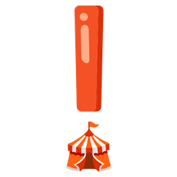 red exclamation mark and circus tent