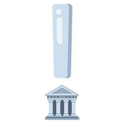 red exclamation mark and classical building