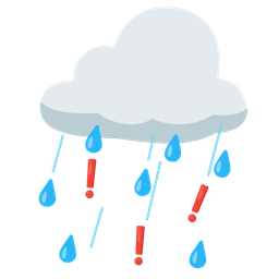 red exclamation mark and cloud with rain