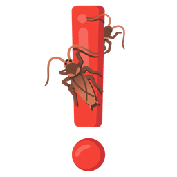 red exclamation mark and cockroach