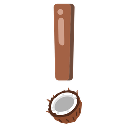 red exclamation mark and coconut
