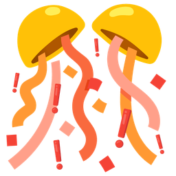 red exclamation mark and confetti ball