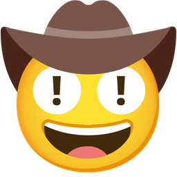 red exclamation mark and cowboy hat face