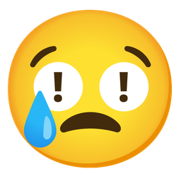 red exclamation mark and crying face