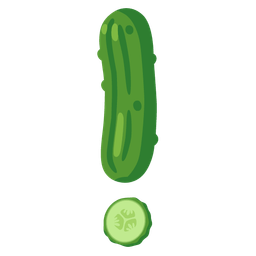 red exclamation mark and cucumber