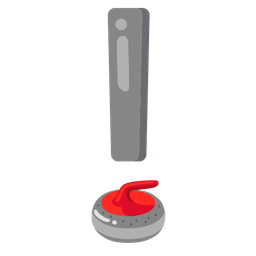 red exclamation mark and curling stone