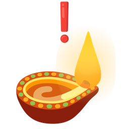 red exclamation mark and diya lamp