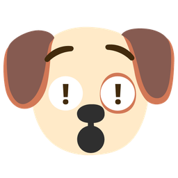 red exclamation mark and dog face