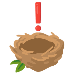 red exclamation mark and empty nest