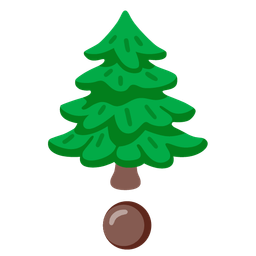 red exclamation mark and evergreen tree