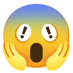 red exclamation mark and face screaming in fear