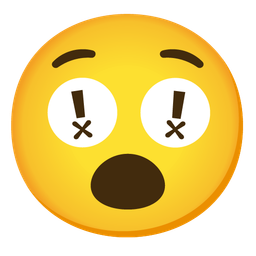 red exclamation mark and face with crossed-out eyes