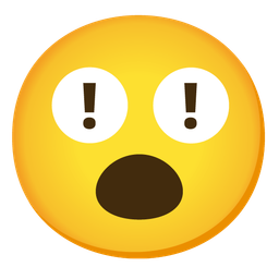 red exclamation mark and face with open mouth