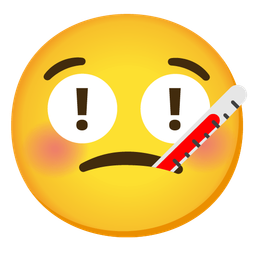red exclamation mark and face with thermometer