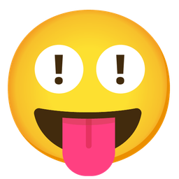 Red exclamation mark and Face with tongue