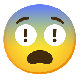 red exclamation mark and fearful face