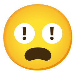 red exclamation mark and frowning face with open mouth