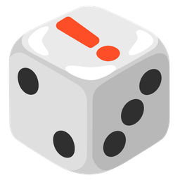 red exclamation mark and game die