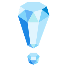 red exclamation mark and gem stone