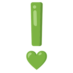 red exclamation mark and green heart