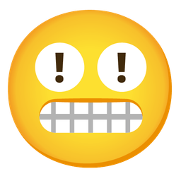 red exclamation mark and grimacing face