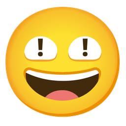 Red exclamation mark and Grinning face with smiling eyes