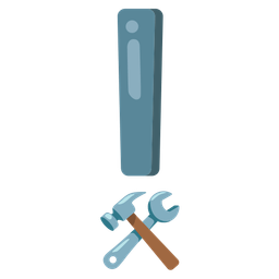 red exclamation mark and hammer and wrench