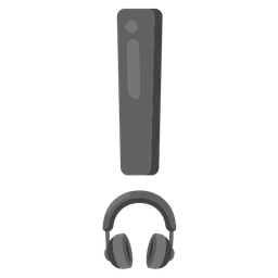 red exclamation mark and headphone