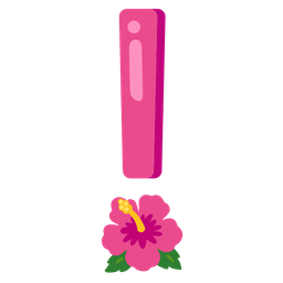 red exclamation mark and hibiscus