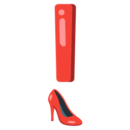 red exclamation mark and high-heeled shoe