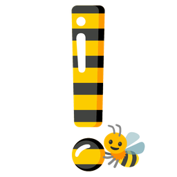 red exclamation mark and honeybee