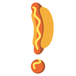 red exclamation mark and hot dog