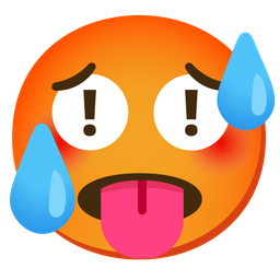 red exclamation mark and hot face