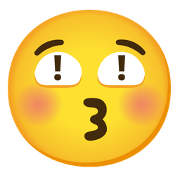 Red exclamation mark and Kissing face with closed eyes