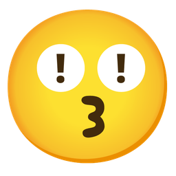 Red exclamation mark and Kissing face