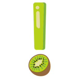 red exclamation mark and kiwi fruit