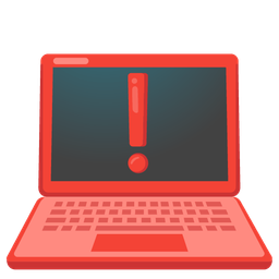red exclamation mark and laptop