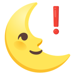red exclamation mark and last quarter moon face