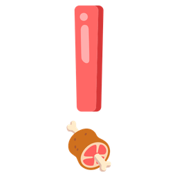 red exclamation mark and meat on bone